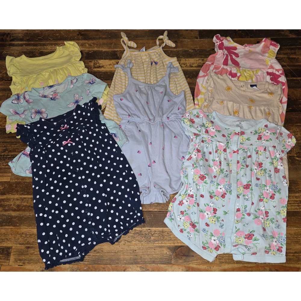 Baby Girl 18 Mo Bubbles 8 pc Lot Rompers Pastels One Piece Jumpers Bundle